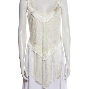 ALEXIS white fringe bridal top